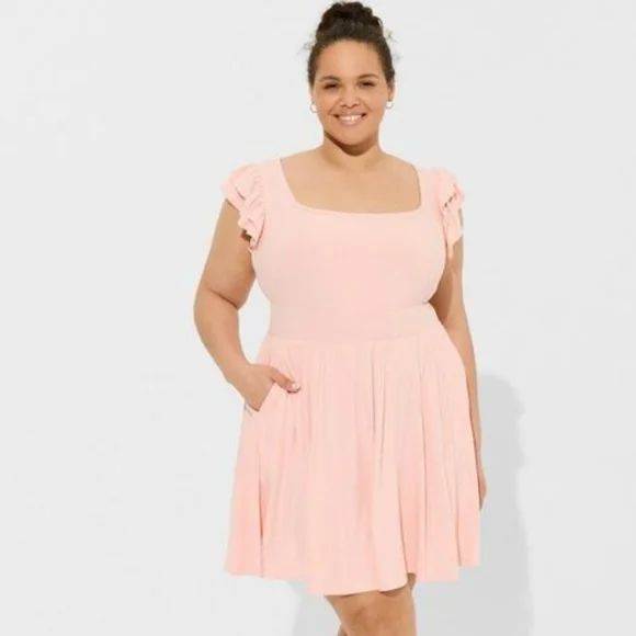 torrid Dresses Torrid Mini Knit Ruffle Skater Dress Poshmark